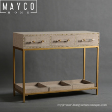 Mayco French Acrylic Hotel Gold Modern Metal Base Rectangular Console Table With Drawer Leather